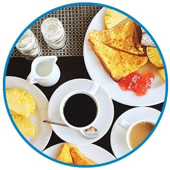 Sample of breakfast served at SureStay Collection hotels
